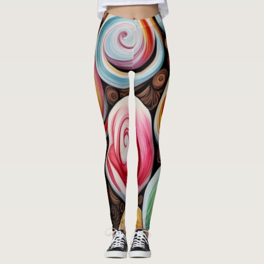 Romige wervelingen leggings (Voorkant)