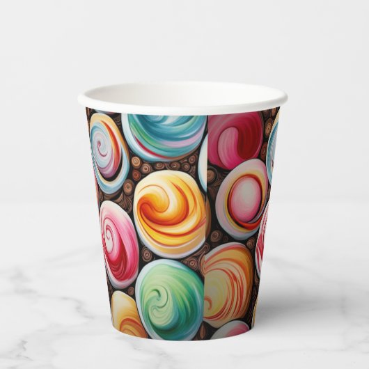 Romige wervelingen papieren bekers (Voorkant)