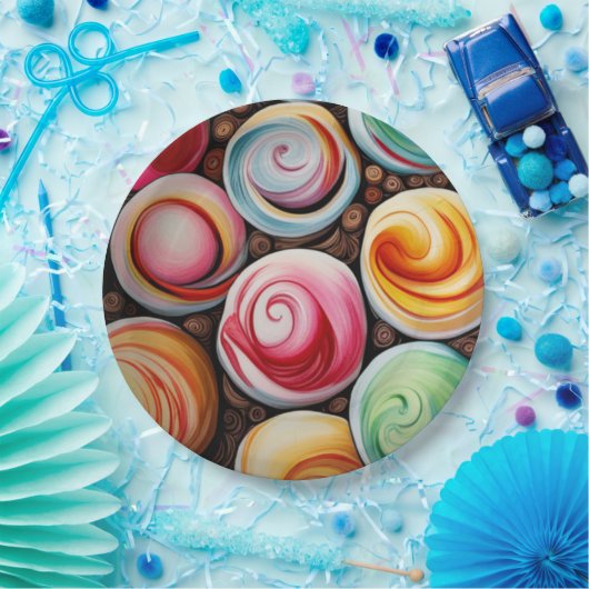 Romige wervelingen papieren bordje (Feest)