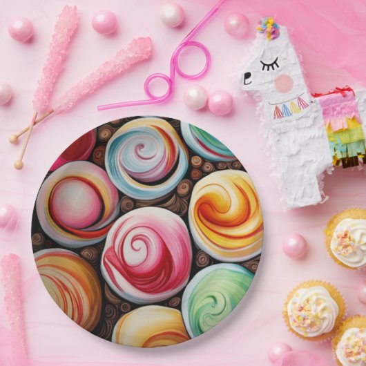 Romige wervelingen papieren bordje (Feest)