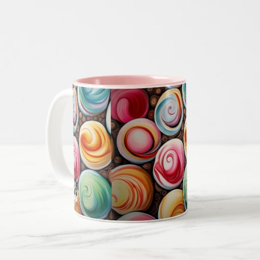 Romige wervelingen tweekleurige koffiemok (Voorkant links)