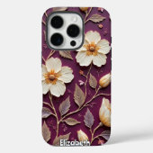Romige witte bloemen op donkere textuur Case-Mate iPhone case (Achterkant)