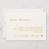 Romige witte gouden script bruidsmeisje voorstel K Kaart (Achterkant)