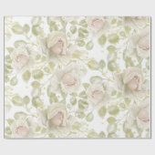 Romige witte rozen bruiloft witte bloemen cadeaupapier (Vlak)