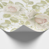 Romige witte rozen bruiloft witte bloemen cadeaupapier (Hoek)