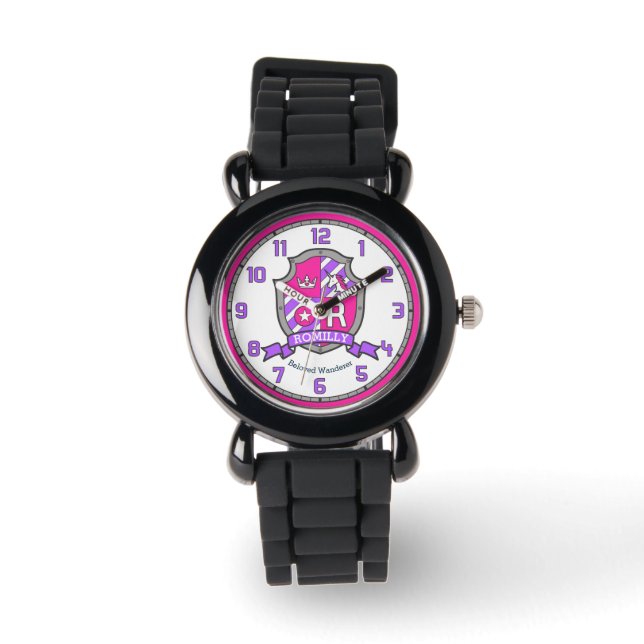 Romilly meisjes naam betekent kam eenhoorn roze horloge (Voorkant)
