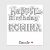 Romina Happy Birthday silver Aufkleber Sticker (Vel)