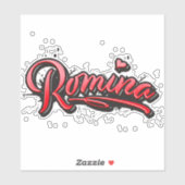Romina red Heart Graffiti Aufkleber Sticker (Vel)