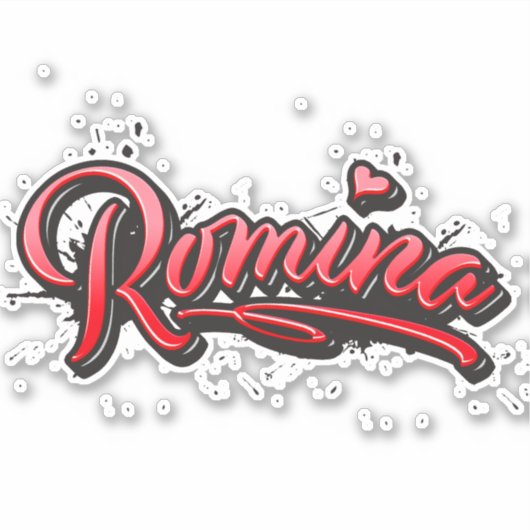 Romina red Heart Graffiti Aufkleber Sticker (Voorkant)