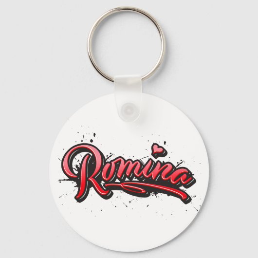 Romina red Heart Graffiti Schlüsselanhänger Sleutelhanger (Voorkant)