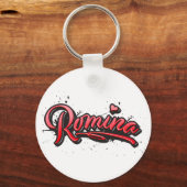 Romina red Heart Graffiti Schlüsselanhänger Sleutelhanger (Voorkant)