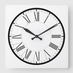 Römische Ziffern und schwarz weiss ische Vierkante Klok