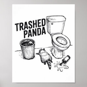 Rommel Panda Grappige Dronken Wasbeer Poster