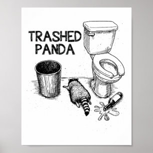 Rommelende Panda Grappige Dronken Wasbeer Poster