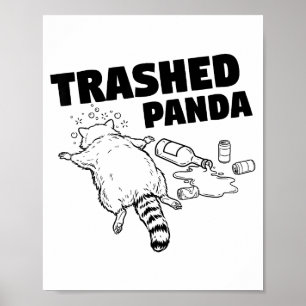 Rommelende Panda Grappige Dronken Wasbeer Poster