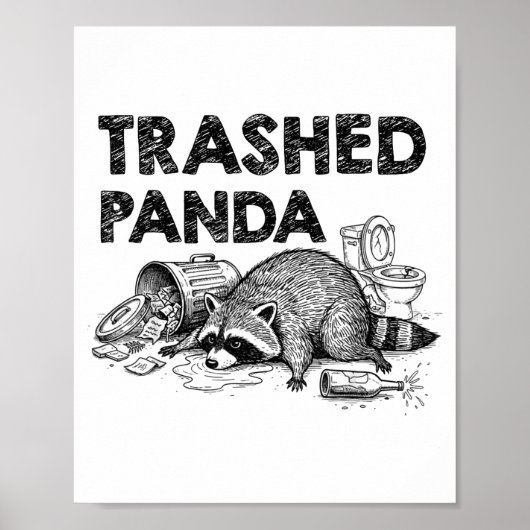 Rommelende Panda Grappige Dronken Wasbeer Wordt Dr Poster (Voorkant)
