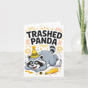 Rommelende Panda Nieuwjaar 2026 Grappige Dronken W Kaart