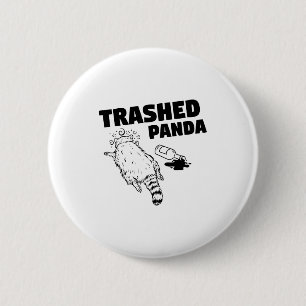 Rommelende Panda Wasbeer Grappige Wasbeer Wordt Dr Ronde Button 5,7 Cm