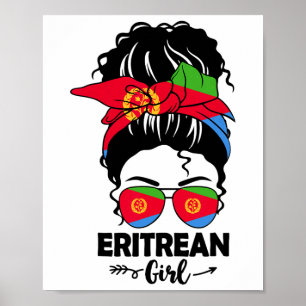 Rommelig Eritrees meisje met Eritrese vlag Gles By Poster