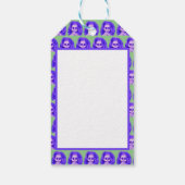 Rommelig haar Creepy Doll Head in Paarse Cadeaulabel (Achterkant)