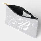 Rommelig wit monogram op zachte grijze grunge etui (Open)