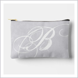 Rommelig wit monogram op zachte grijze grunge etui
