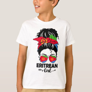 Rommelige Bun Eritrese Meisje En Eritrea Vlag Gles T-shirt