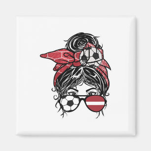 Rommelige Bun Haar Letse Voetbalmeisje Letland Jer Magneet