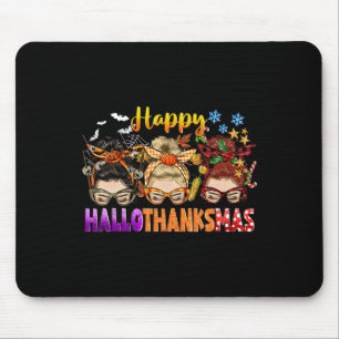Rommelige Bun Halloween tot Kerstmis Vrouwen Geluk Muismat