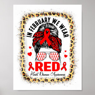 Rommelige Bun In Februari dragen we Rode Hartziekt Poster