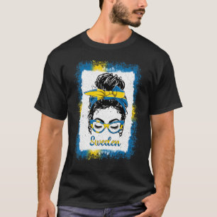 Rommelige Bun Meisje Zweden Vlag Zweedse Mannen Vr T-shirt