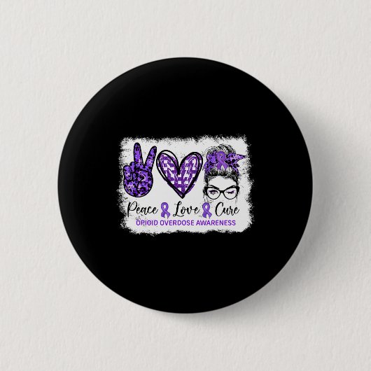 Rommelige Bun Vrede Liefde Genezing Paarse Lint Op Ronde Button 5,7 Cm (Voorkant)