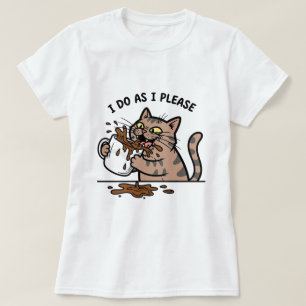 Rommelige kat die koffie drinkt T-Shirt
