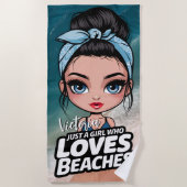 Rommelige Knot Gewoon een Meisje dat van Stranden  Strandlaken (Voorkant)