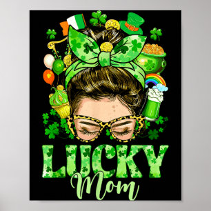 Rommelige knot haar geluksmoeder shamrocks st patr poster