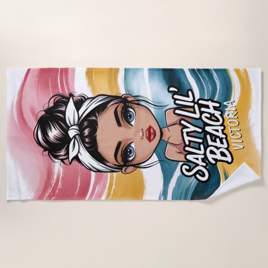 Rommelige Knot Zoute Lil' Beach Namen op maat Strandlaken (Voorkant)