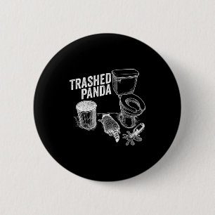 Rommelige Panda Grappige Dronken Wasbeer Ronde Button 5,7 Cm