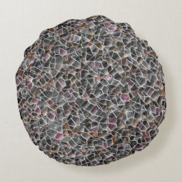 Rommelige ruwe zalm en grijze onregelmatige mozaïe rond kussen