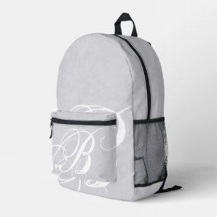 Rommelige witte monogram op grijze grunge bedrukte rugzak
