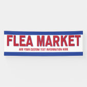 Rommelmarkt bord rood en blauw met aangepaste teks spandoek (Horizontaal)