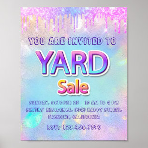 Rommelmarkt Huis Drip Holografische Aankondiging Poster