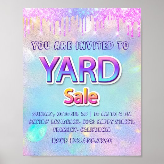 Rommelmarkt Huis Drip Holografische Aankondiging Poster (Voorkant)