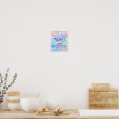Rommelmarkt ROZE Drips holografische aankondiging Poster (Keuken)