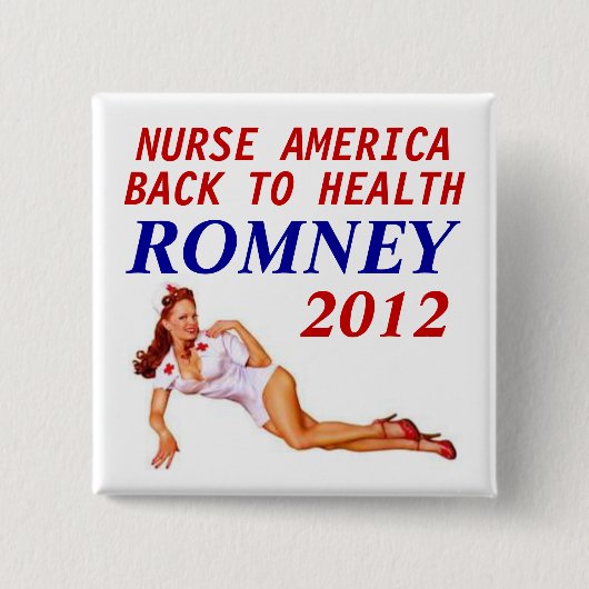 ROMNEY 2012 NURSE VIERKANTE BUTTON 5,1 CM (Voorkant)