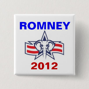 ROMNEY 2012 VIERKANTE BUTTON 5,1 CM