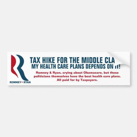 Romney - Belasting van de middenklasse Bumpersticker (Voorkant)