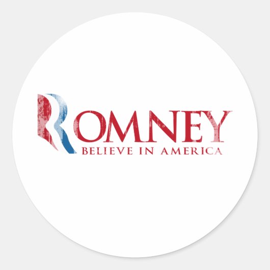 Romney - Geloof in Amerika (rood) Ronde Sticker (Voorkant)