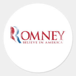 Romney - Geloof in Amerika (rood) Ronde Sticker