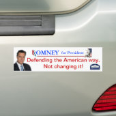 Romney: Het verdedigen van de Amerikaanse manier Bumpersticker (Op auto)