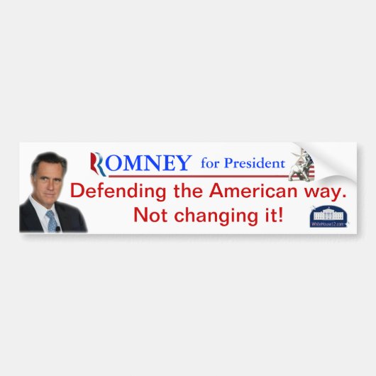 Romney: Het verdedigen van de Amerikaanse manier Bumpersticker (Voorkant)